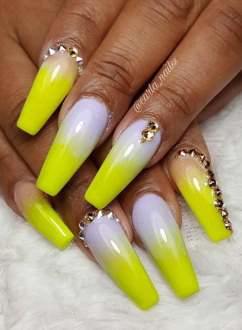 60 Pretty Yellow Acrylic Coffin Nails to Express Your Personality