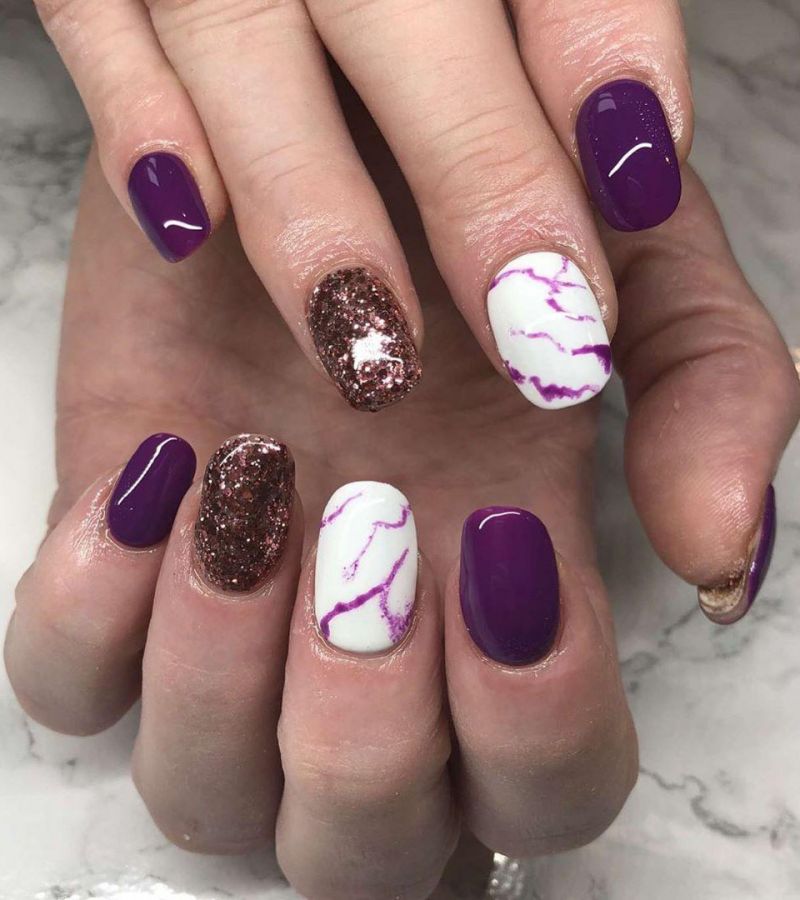 50 Trendy Purple Marble Nails You Must Try