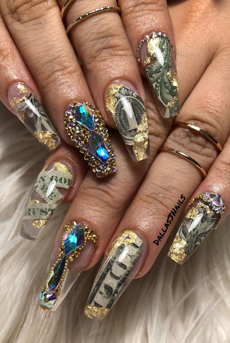 55 Gorgeous Money Nail Art Designs Make You Rich