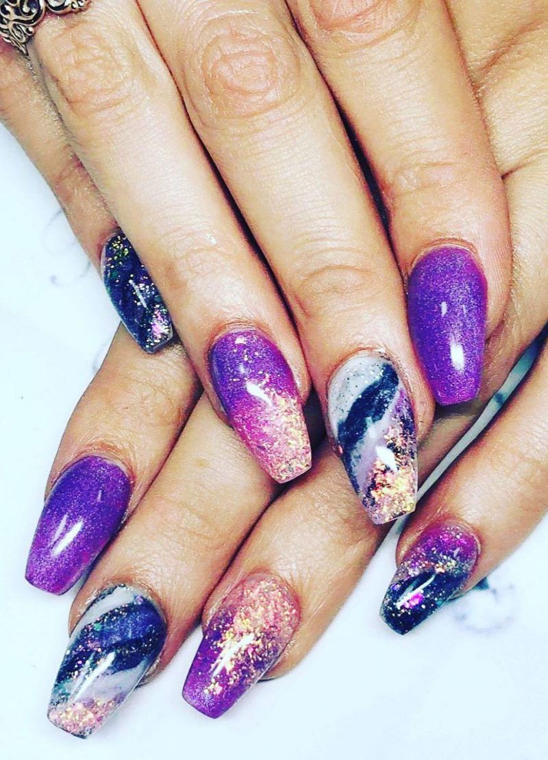 50 Trendy Purple Marble Nails You Must Try