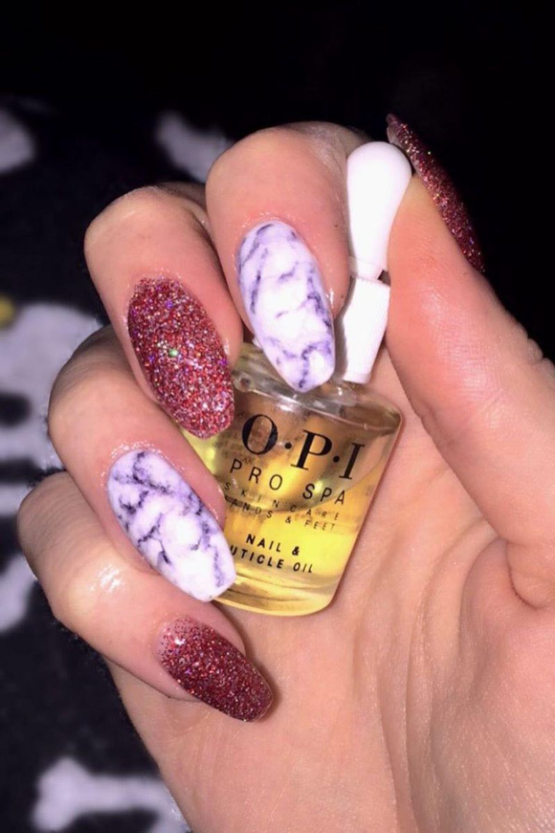 50 Trendy Purple Marble Nails You Must Try