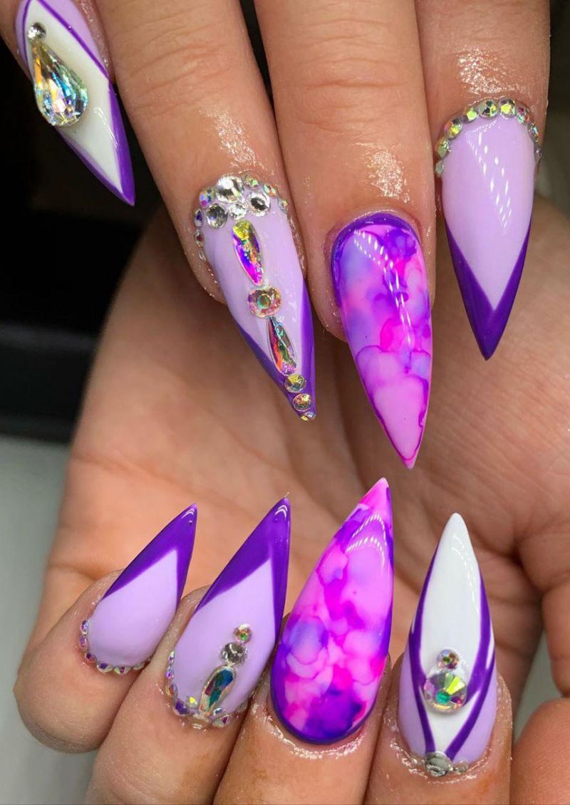 50 Trendy Purple Marble Nails You Must Try