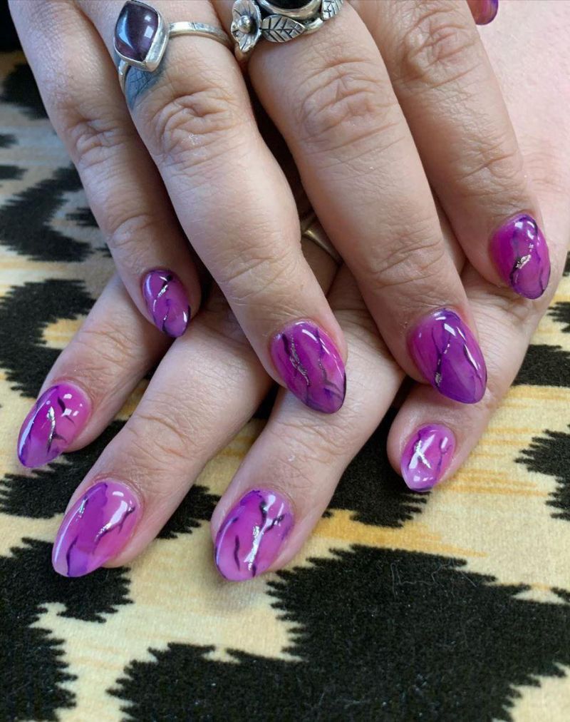 50 Trendy Purple Marble Nails You Must Try