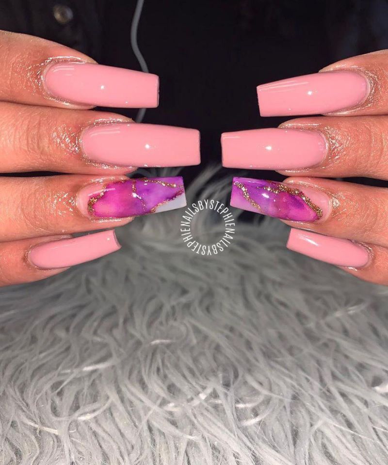 50 Trendy Purple Marble Nails You Must Try