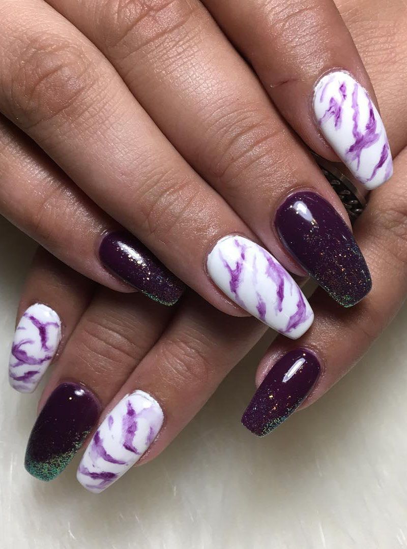 50 Trendy Purple Marble Nails You Must Try