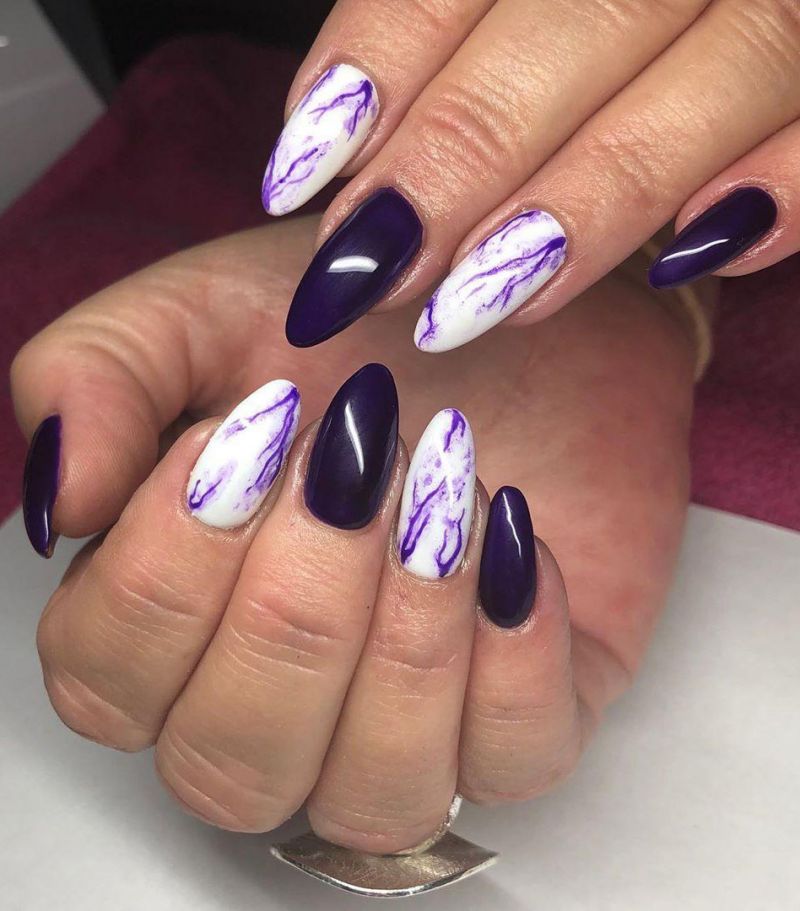 50 Trendy Purple Marble Nails You Must Try