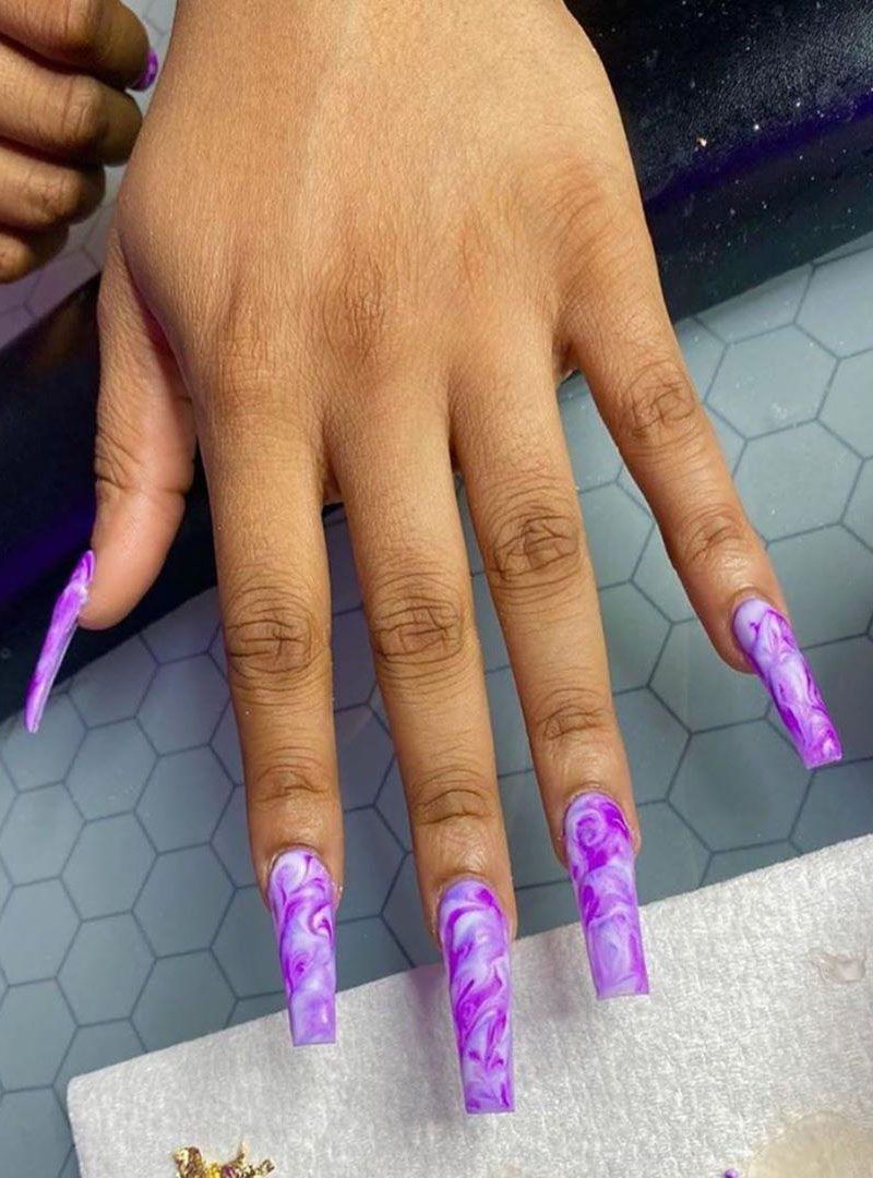 50 Trendy Purple Marble Nails You Must Try