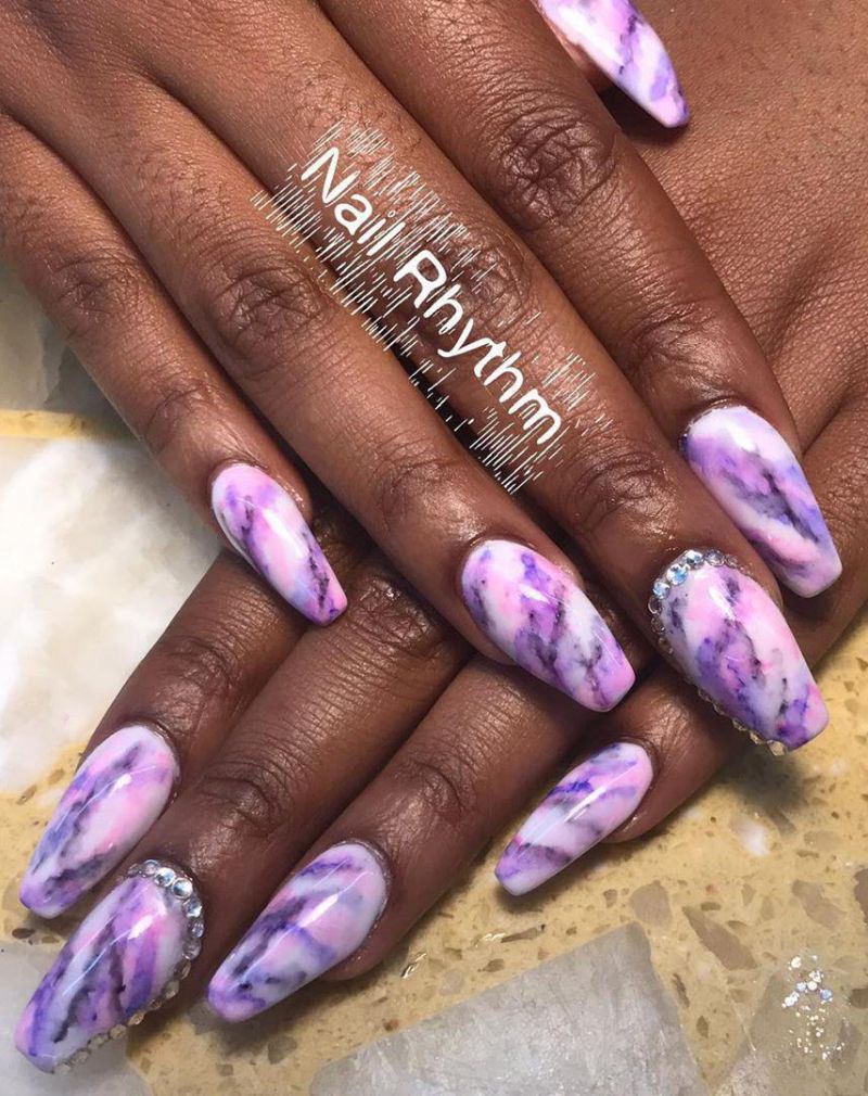 50 Trendy Purple Marble Nails You Must Try