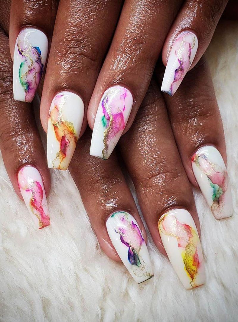 38 Pretty Watercolor Nail Art Designs You Will Love