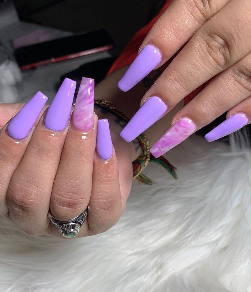 50 Trendy Purple Marble Nails You Must Try