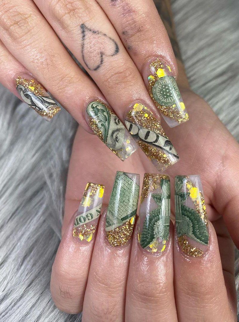 55 Gorgeous Money Nail Art Designs Make You Rich