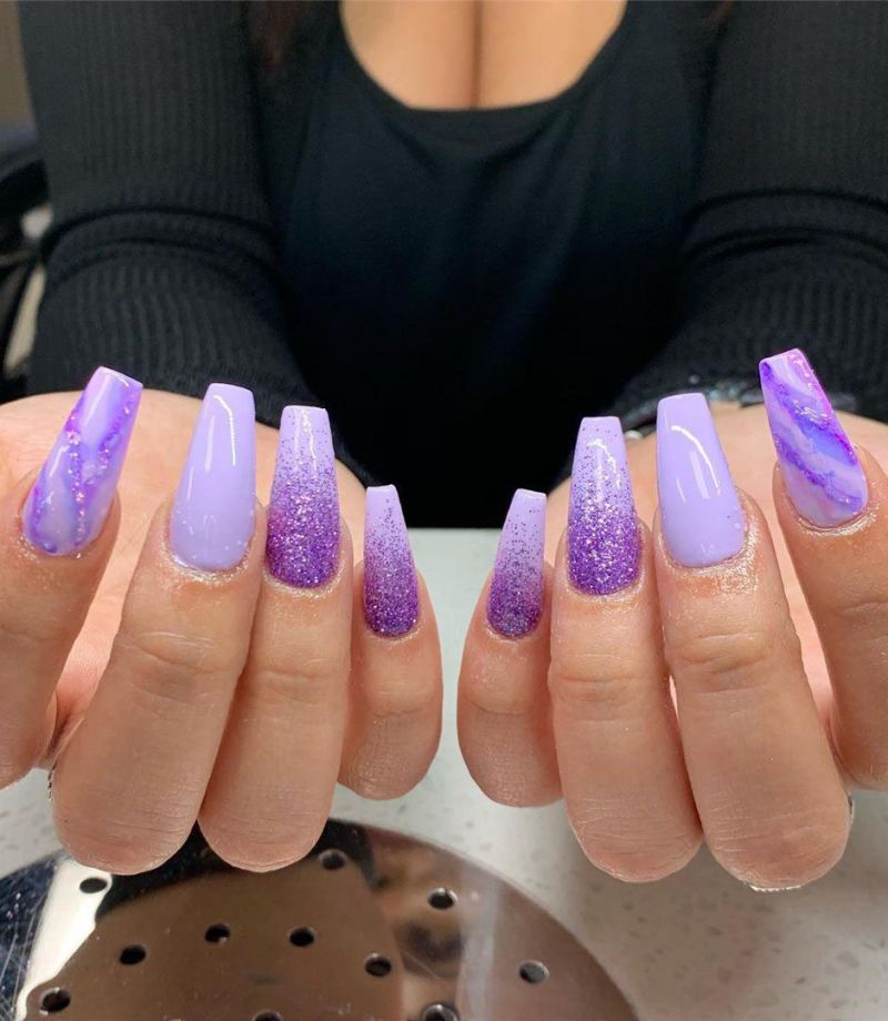 50 Trendy Purple Marble Nails You Must Try