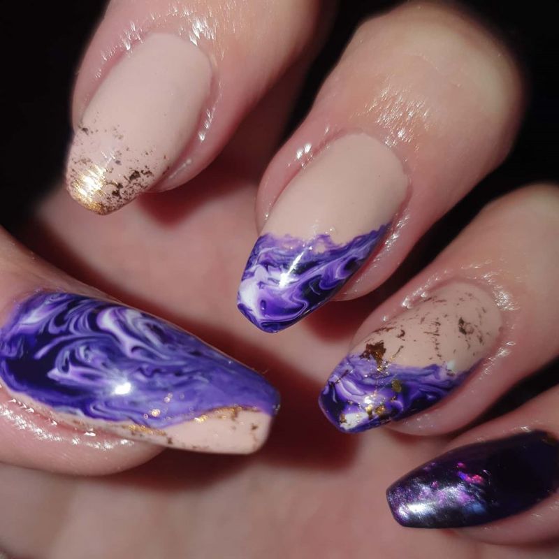 50 Trendy Purple Marble Nails You Must Try