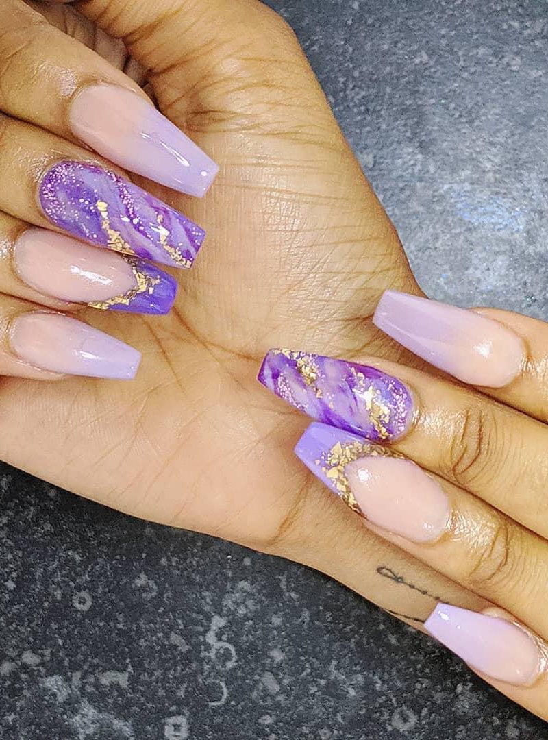 50 Trendy Purple Marble Nails You Must Try