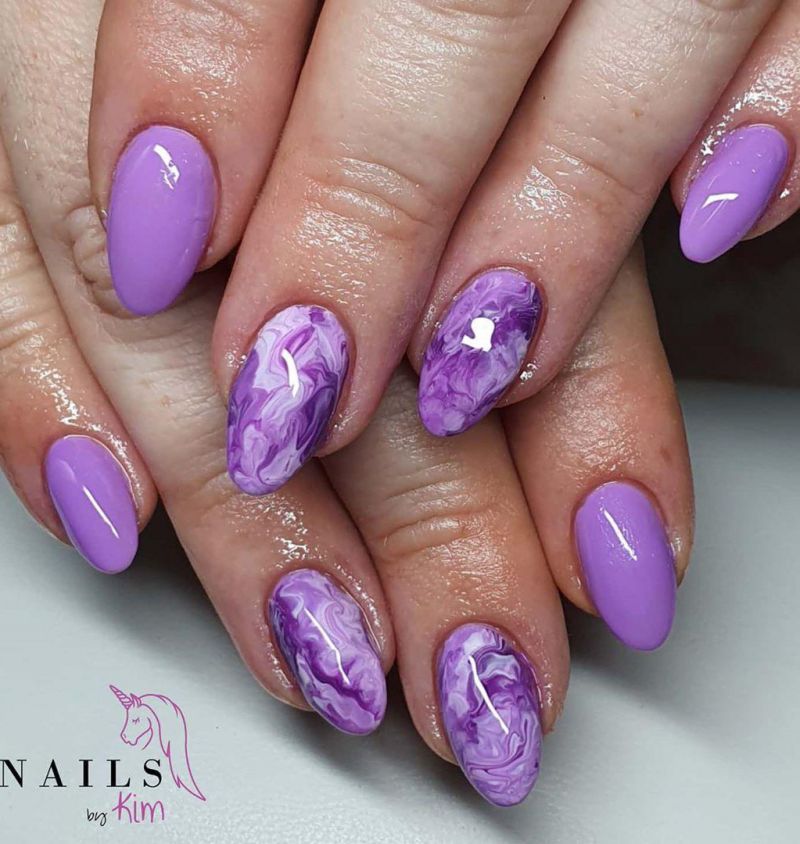 50 Trendy Purple Marble Nails You Must Try