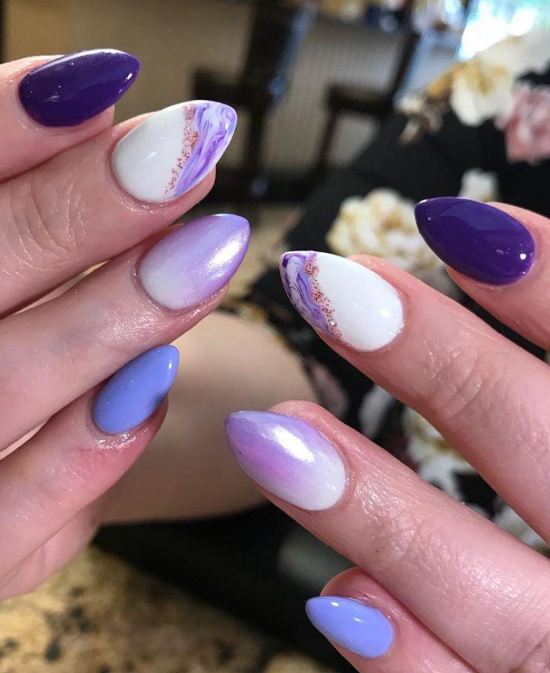 50 Trendy Purple Marble Nails You Must Try