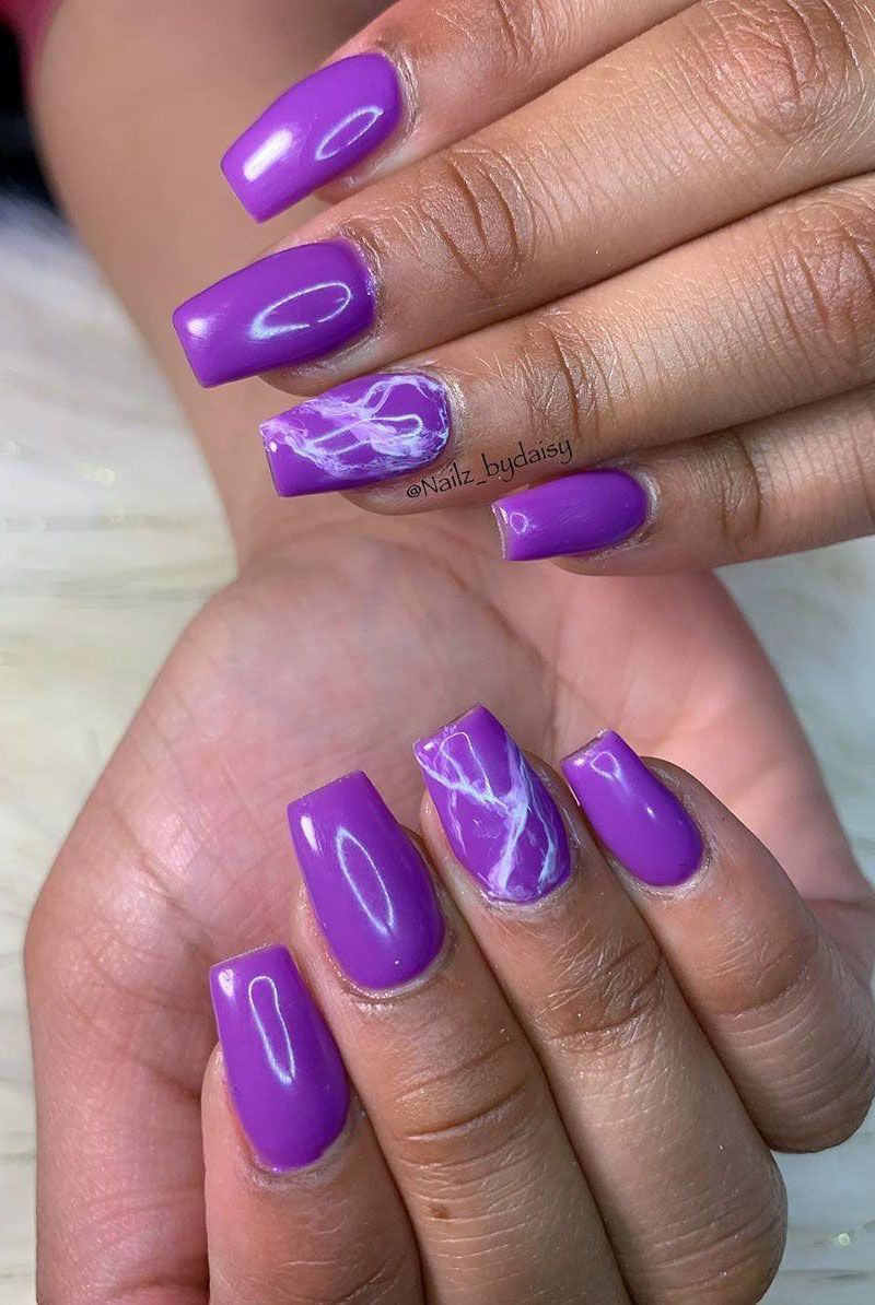 50 Trendy Purple Marble Nails You Must Try