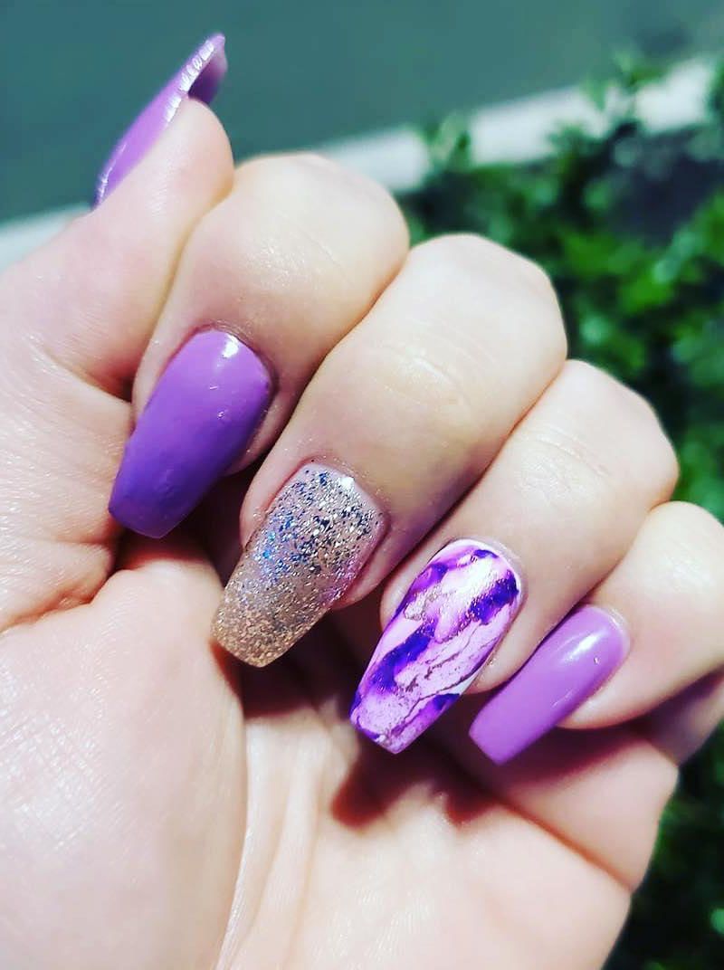 50 Trendy Purple Marble Nails You Must Try