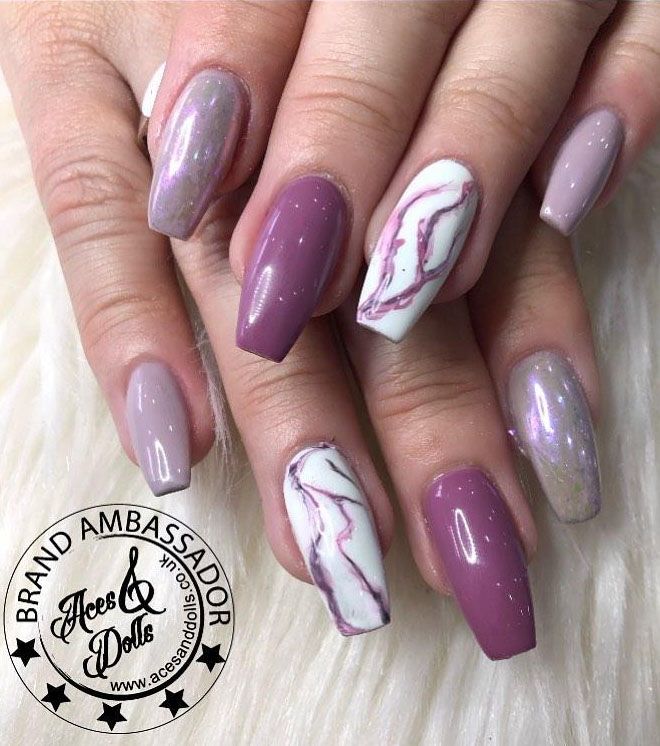 50 Trendy Purple Marble Nails You Must Try