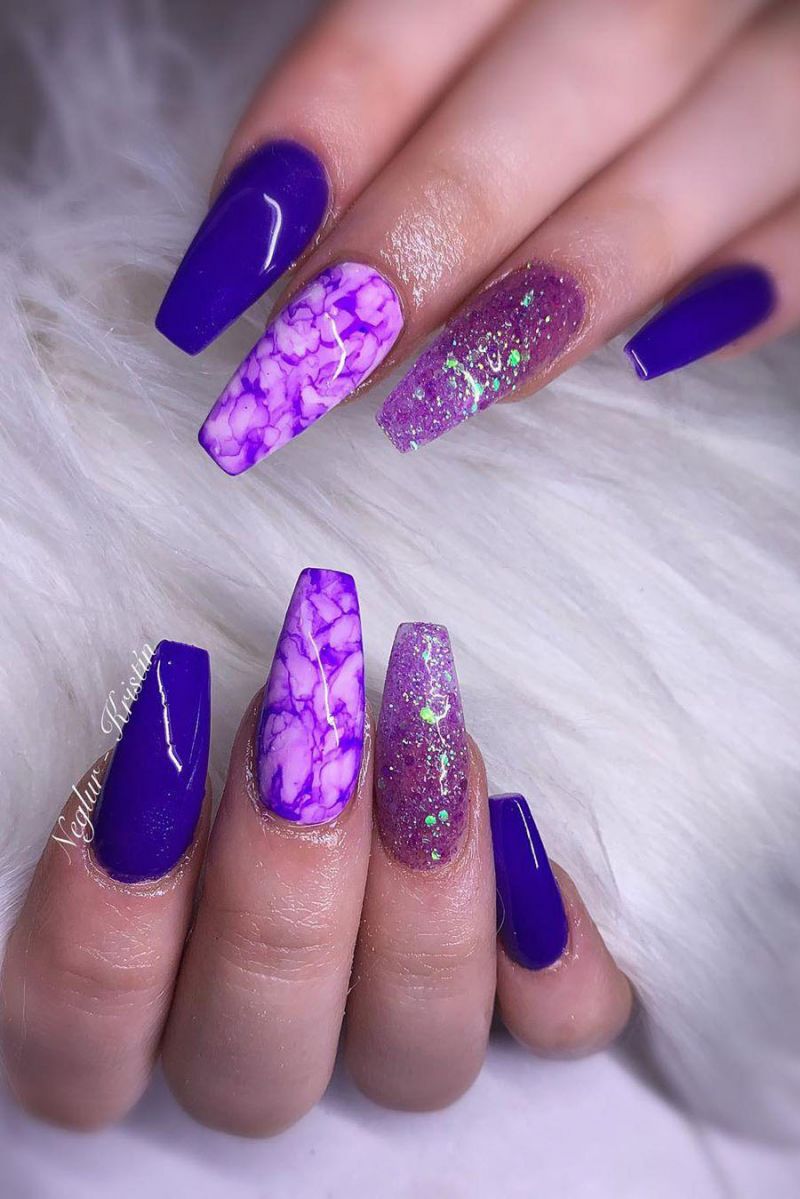 50 Trendy Purple Marble Nails You Must Try