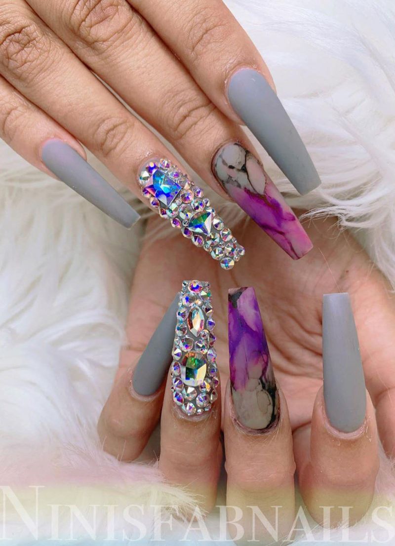 50 Trendy Purple Marble Nails You Must Try