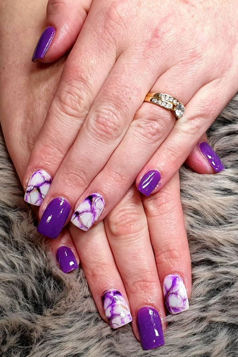 50 Trendy Purple Marble Nails You Must Try