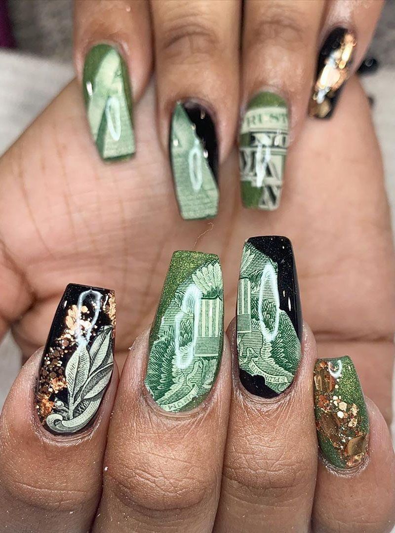 55 Gorgeous Money Nail Art Designs Make You Rich