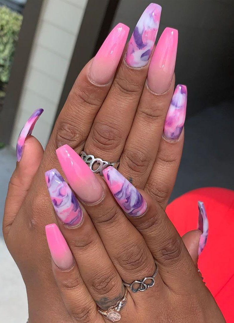 50 Trendy Purple Marble Nails You Must Try