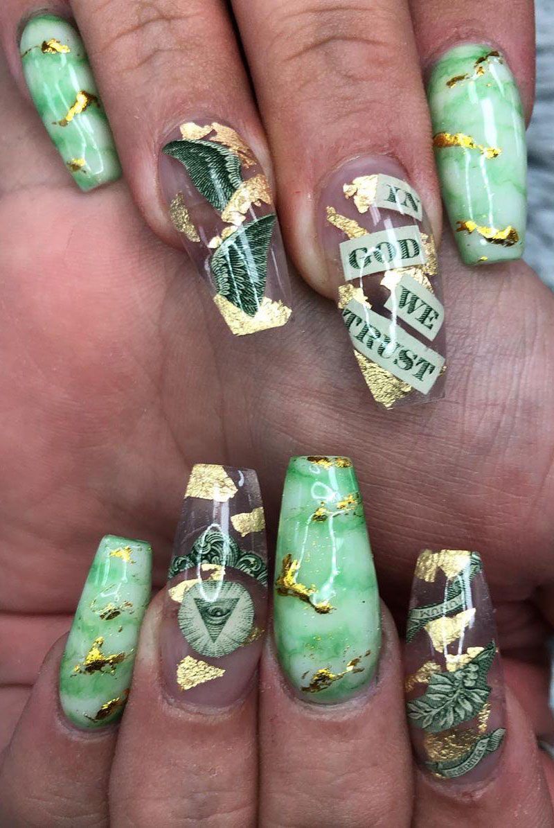 55 Gorgeous Money Nail Art Designs Make You Rich