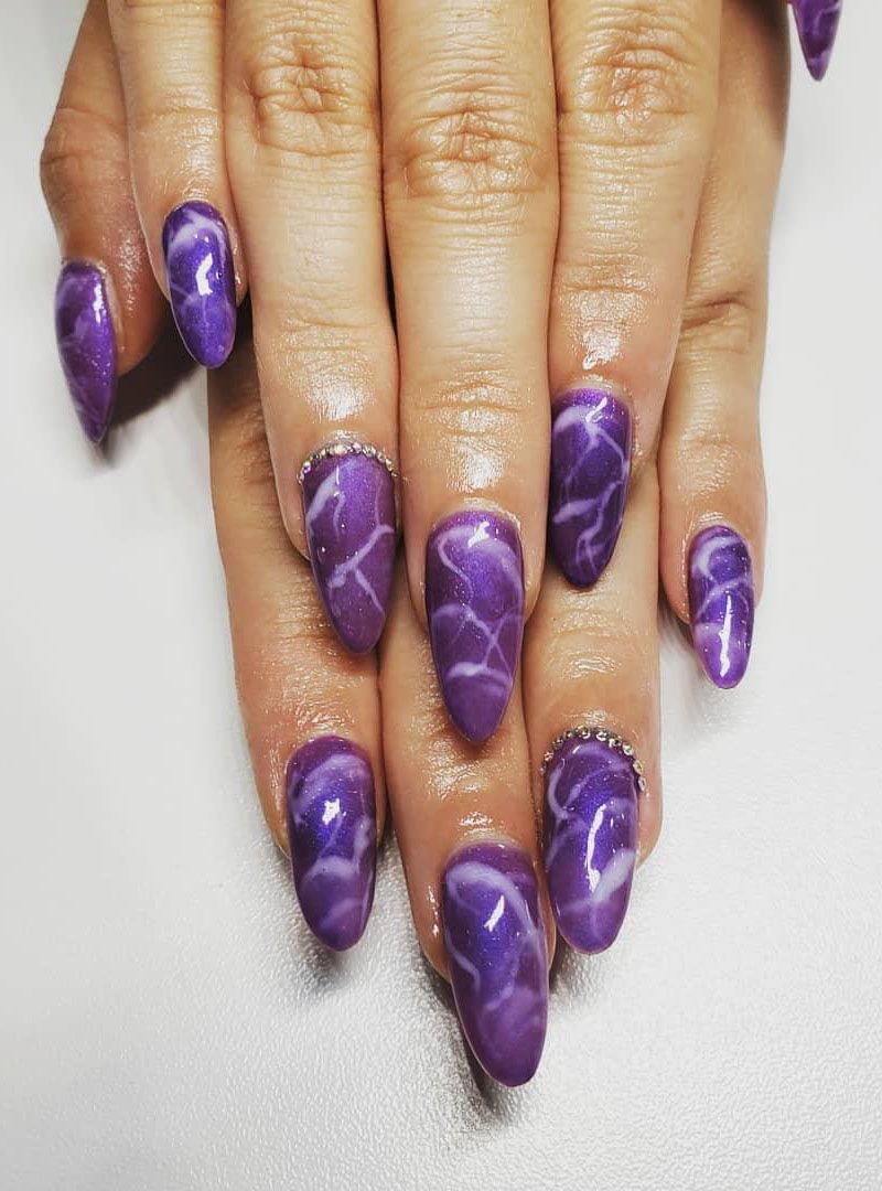 50 Trendy Purple Marble Nails You Must Try