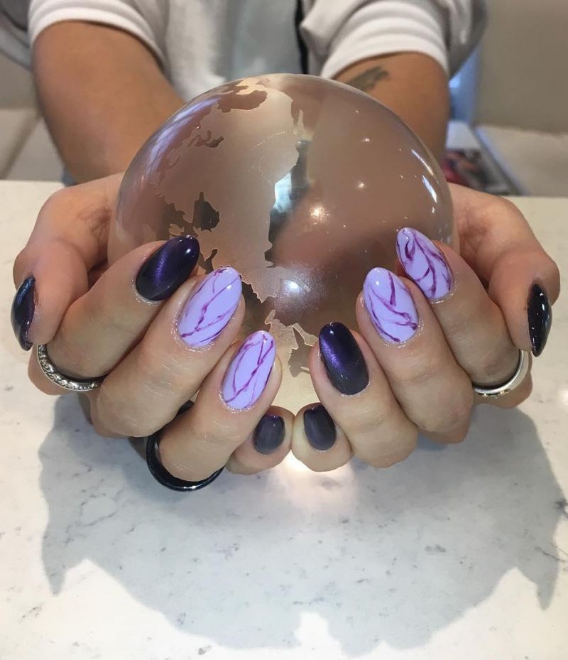 50 Trendy Purple Marble Nails You Must Try