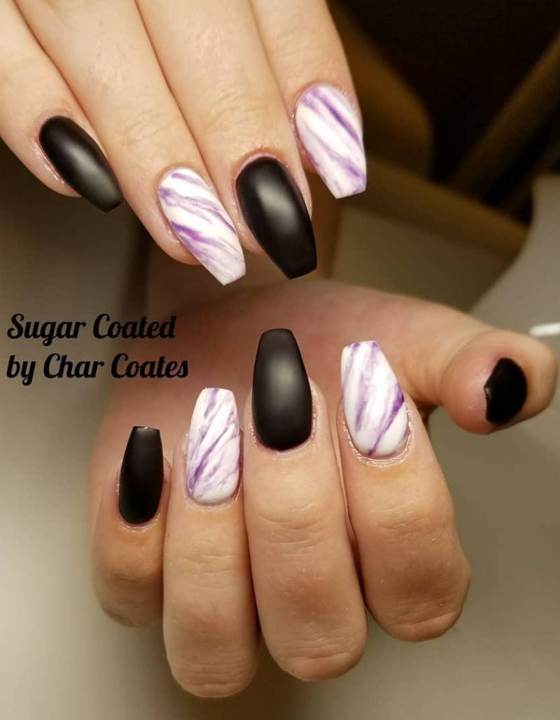 50 Trendy Purple Marble Nails You Must Try