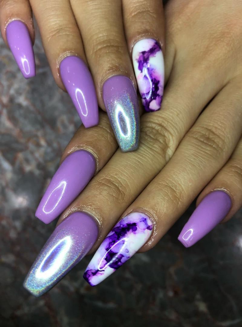 50 Trendy Purple Marble Nails You Must Try