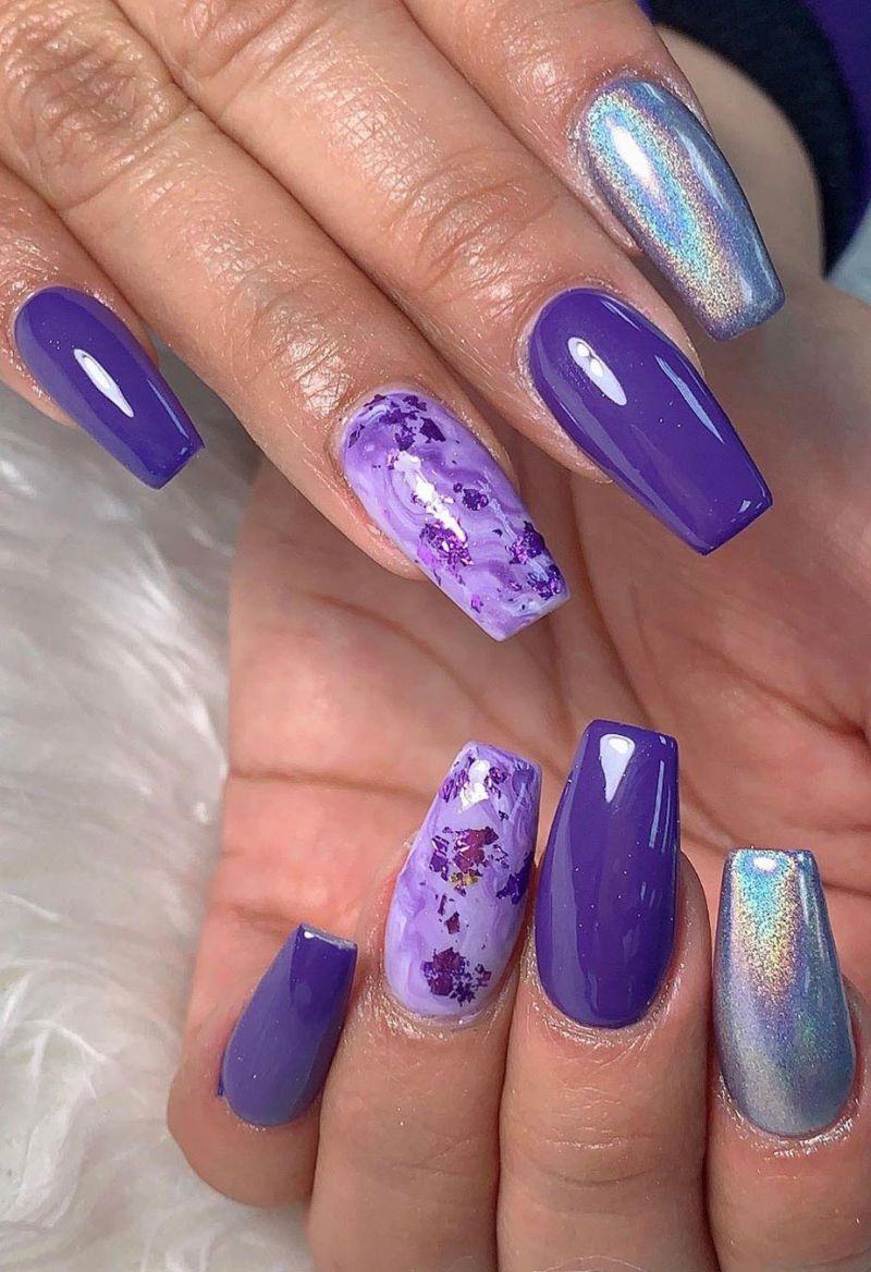 50 Trendy Purple Marble Nails You Must Try