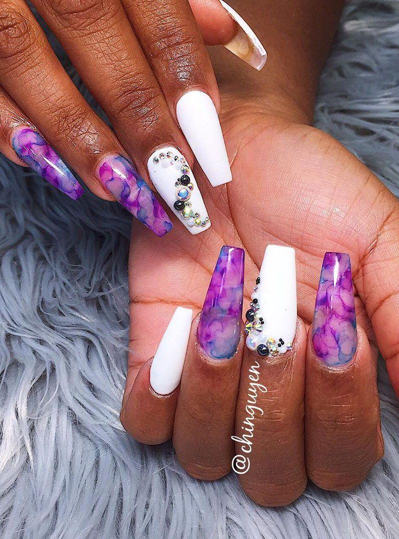 50 Trendy Purple Marble Nails You Must Try