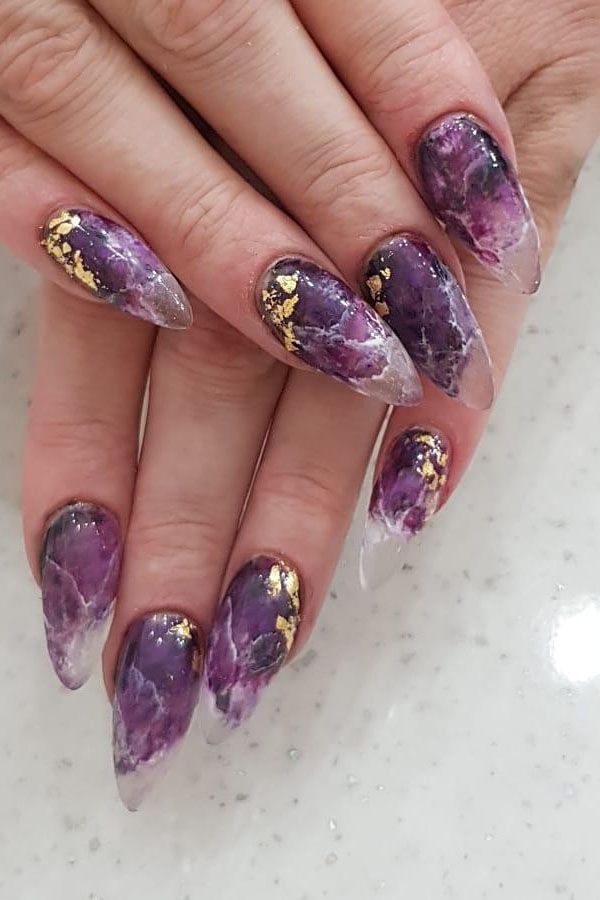 50 Trendy Purple Marble Nails You Must Try