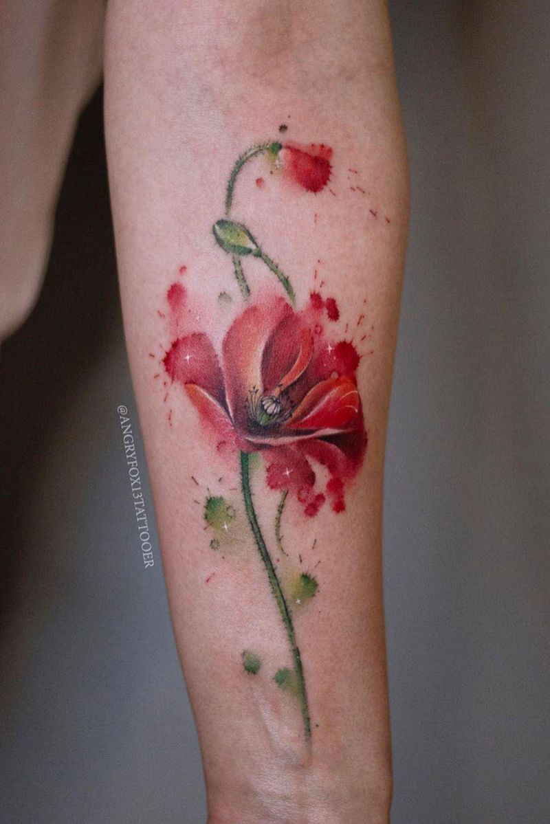 55 Pretty Watercolor Tattoos to Inspire You