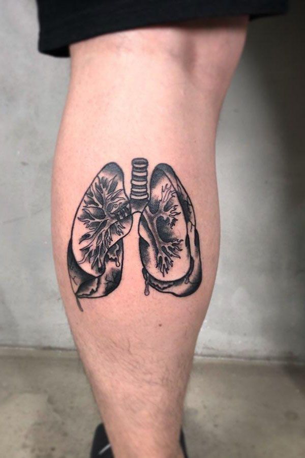 50 Creative Anatomical Lung Tattoos Give You Energy