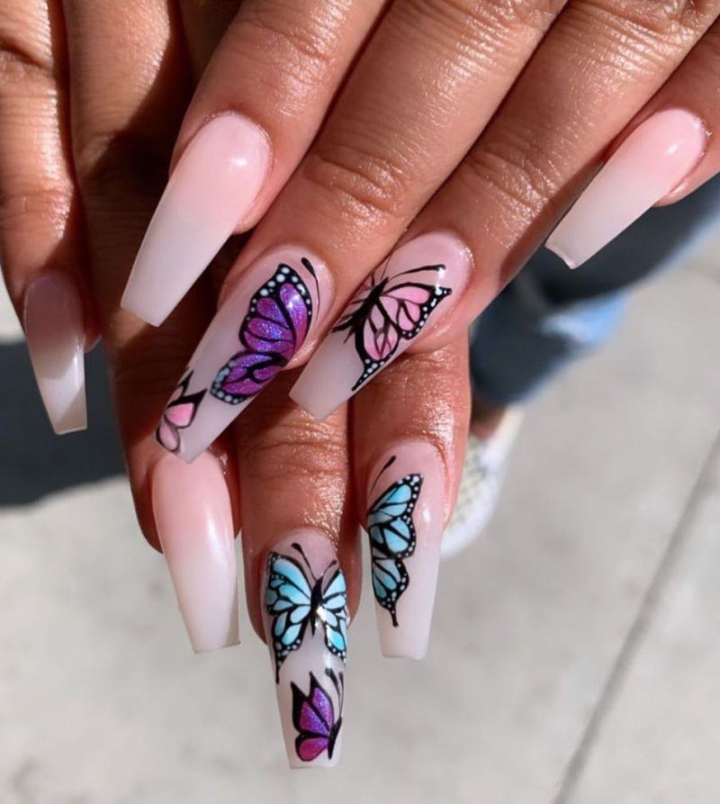 55 Trendy Butterfly Nail Art Designs for Spring