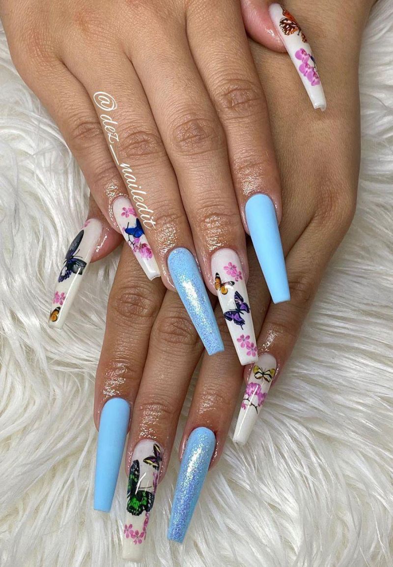 55 Trendy Butterfly Nail Art Designs for Spring