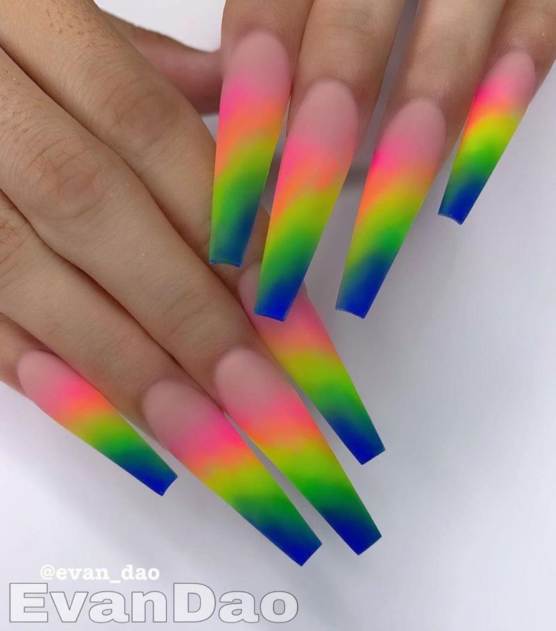 Trendy Rainbow Nail Art Designs for Summer