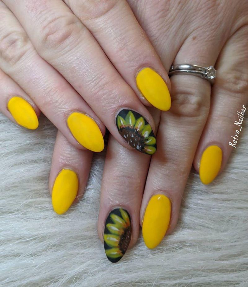 Trendy Sunflower Nail Art Designs for Summer