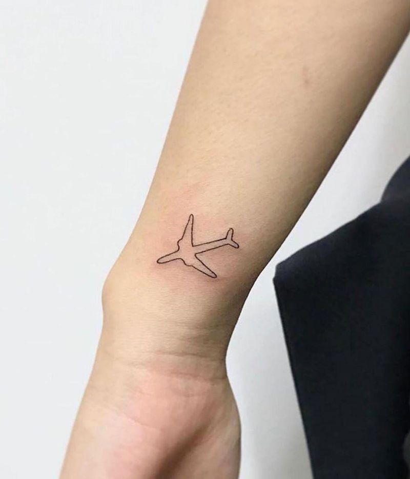 30 Pretty Airplane Tattoos Make You Like to Travel