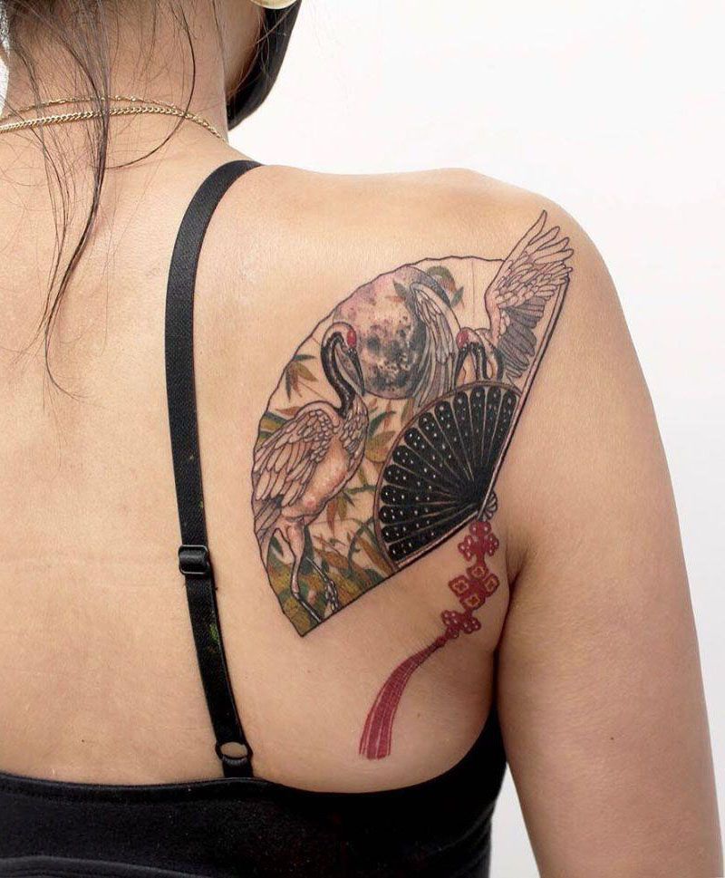 Pretty Crane Tattoos Bring You Longevity and Health