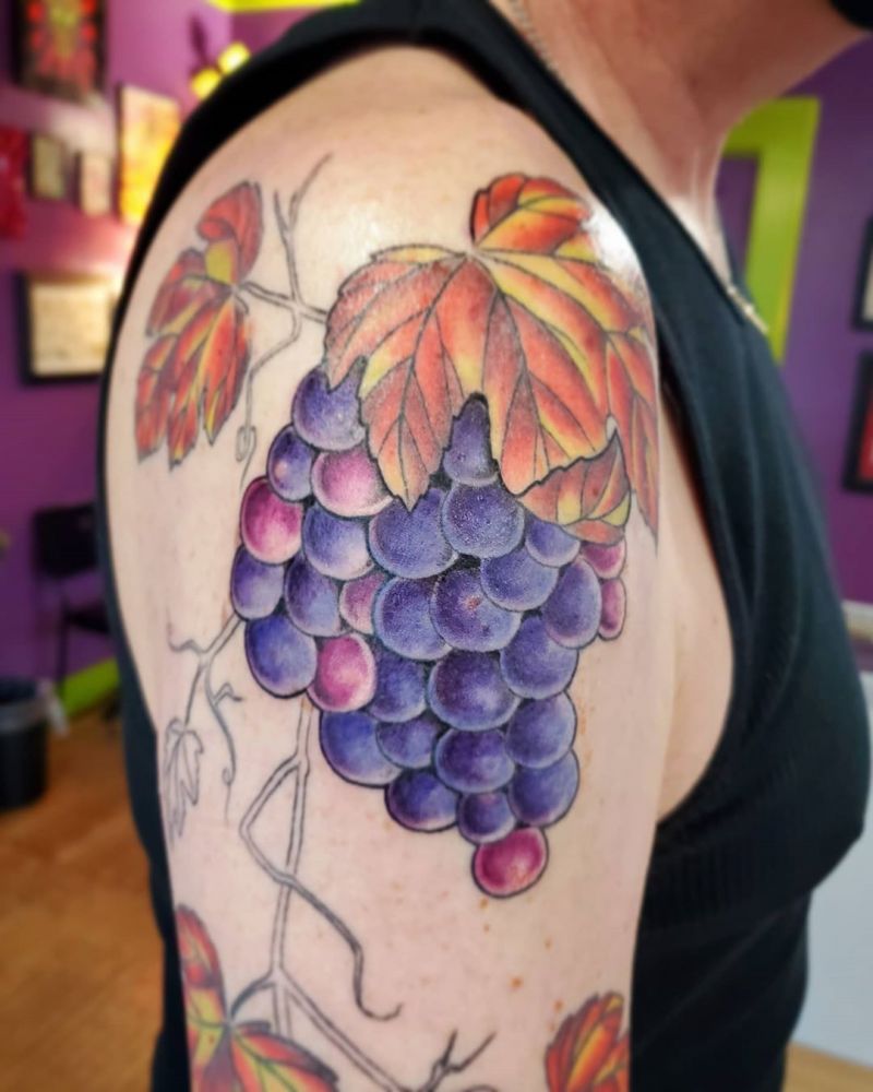 30 Sweet Grape Tattoos Moment Give You The Taste of Happiness