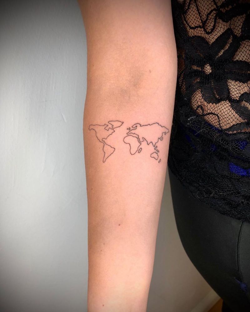 30 Pretty Map Tattoos Make You Want to Go Abroad