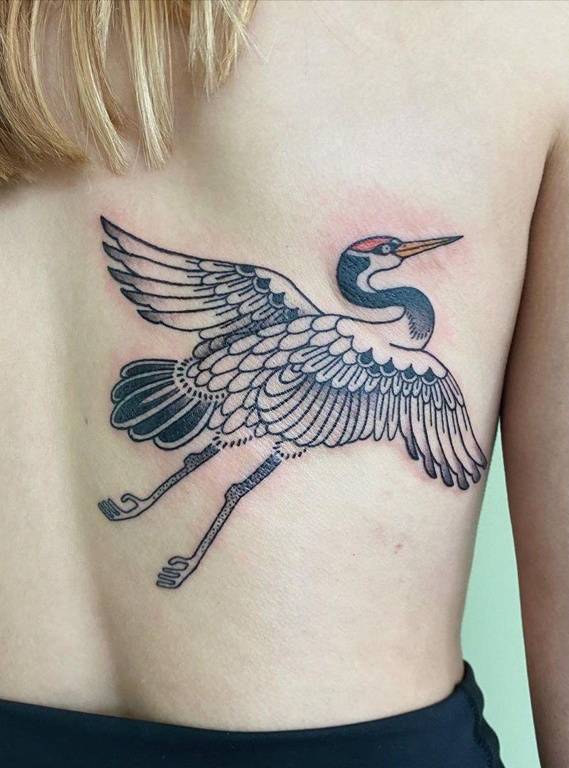 Pretty Crane Tattoos Bring You Longevity and Health