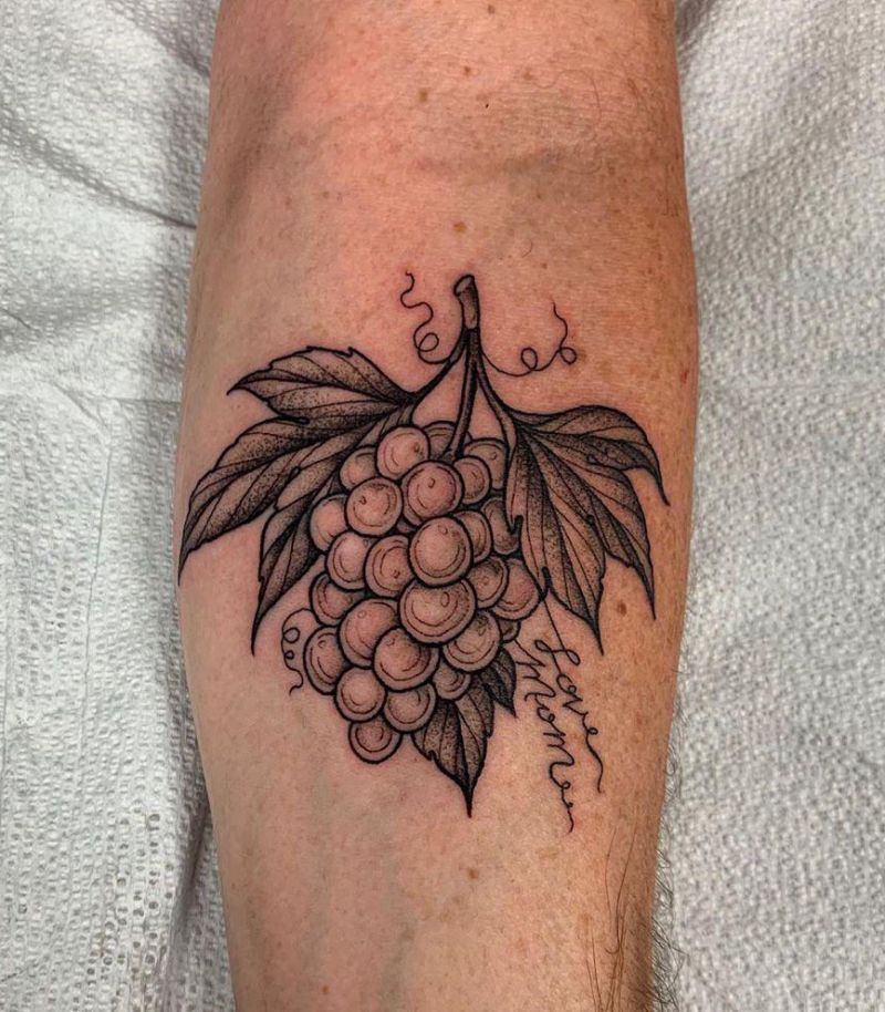 30 Sweet Grape Tattoos Moment Give You The Taste of Happiness