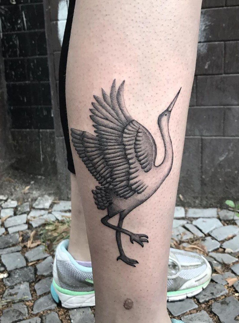 Pretty Crane Tattoos Bring You Longevity and Health