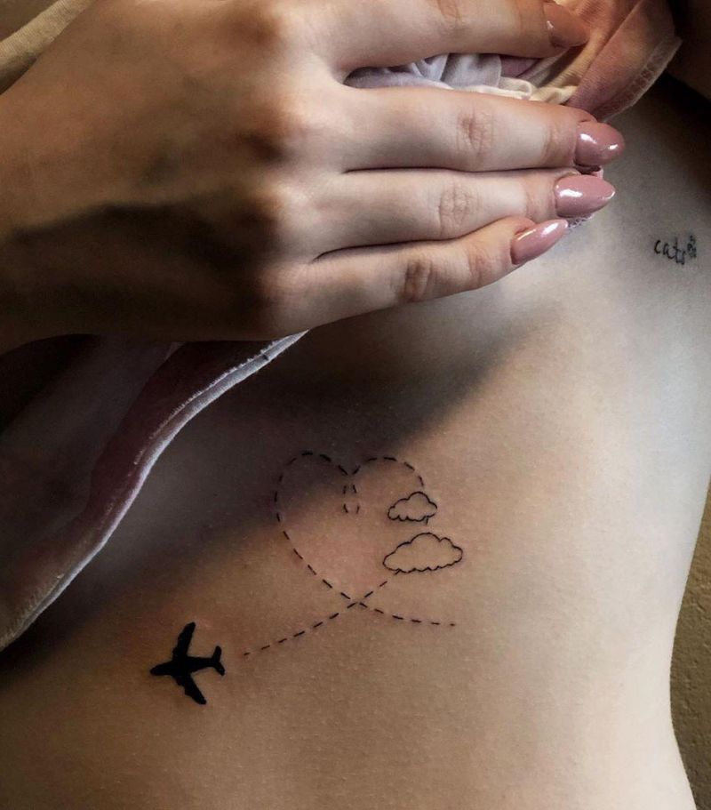 30 Pretty Airplane Tattoos Make You Like to Travel